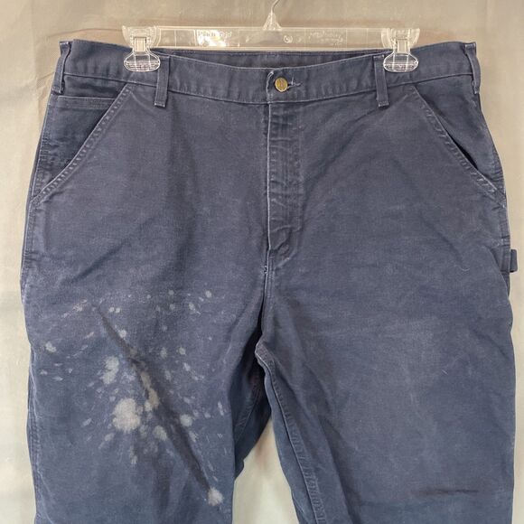 Carhartt Carpenter Pants Mens 40x32 Navy Blue Duck Canvas Relaxed Fit Loose Work - Picture 1 of 9